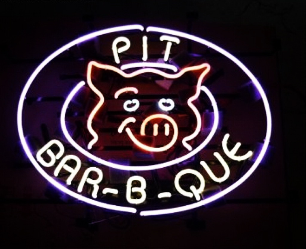 BBQ Pit Grill Food Pig Neon Sign